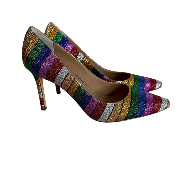 Nina Metallic Rainbow Striped Jo Jo Heels size 36 - Picture 3 of 8